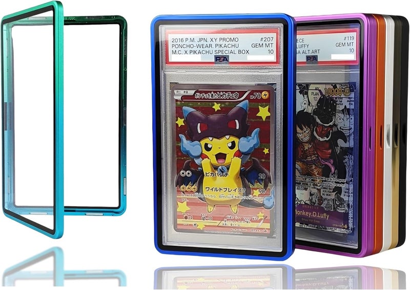 RedCap Magnetic Aluminum Graded PSA Slab Guard UV Resistant Glass 35PT Premium Protector Display Case For Standard PSA CGC Graded Sport Trading Cards - Aqua Storm - Image 1